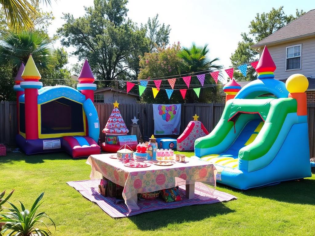 Backyard birthday party setup